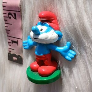 Papa Smurf Toy Figure Figurine Red Blue Whimsy Nostalgia Collectible The Smurfs